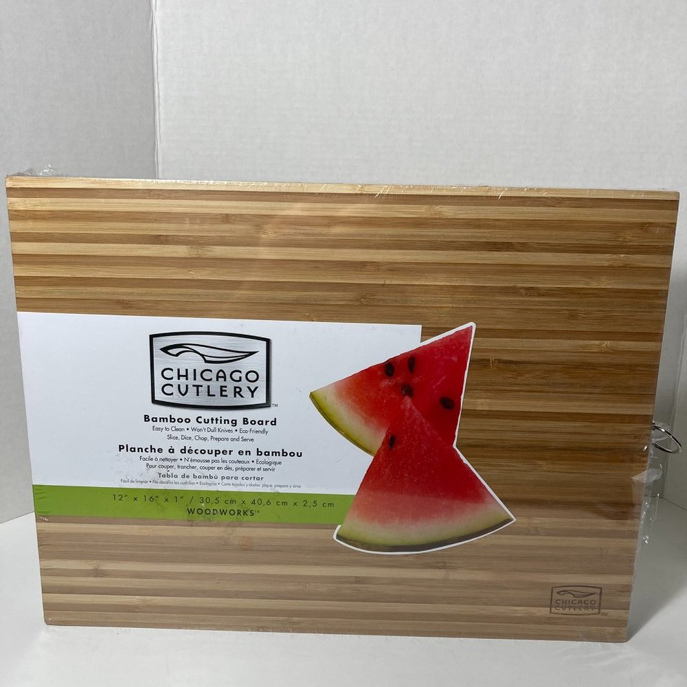 Bamboo Wood Cutting Board Large 12" x 16" x 1" Chicago Cutlery